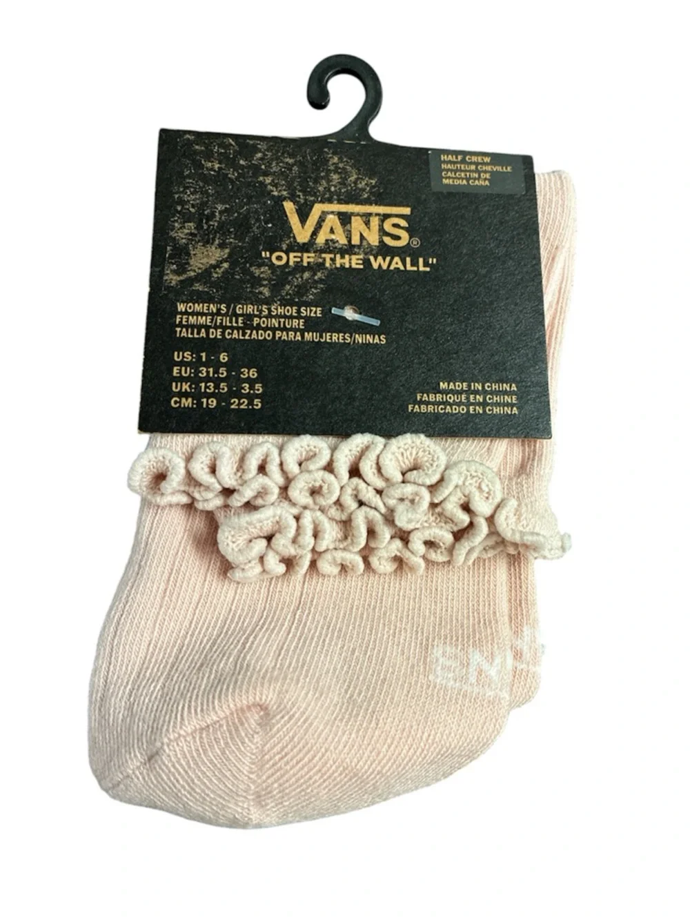 Vans girls Pink Ruffle Half Crew socks shoe size 1-6 new
